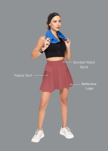 Nylon Women Plated Skirt with Bonded Waistband