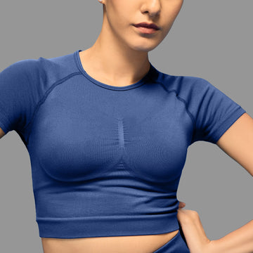 Limitless snatched Short sleeved crop top- Navy Blue