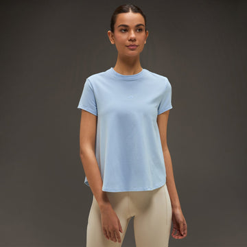 Women Essential Flared Cotton T-Shirt Light Blue