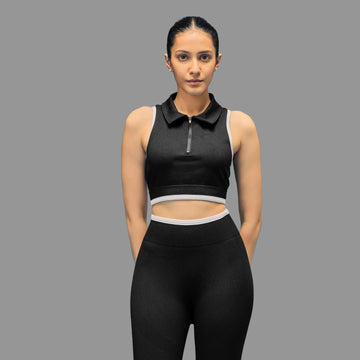 Limitless snatched sleevless crop top - BLACK
