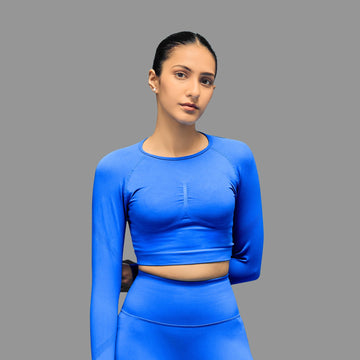 Limitless snatched Long sleeve drop top- Royal blue