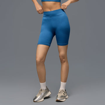 Limitless snatched mid waisted ribbed shorts - Royal Blue
