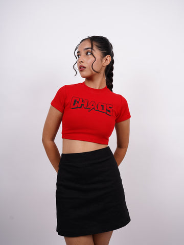 Chaos : Burger Bae Round Neck Crop Baby Tee For Women
