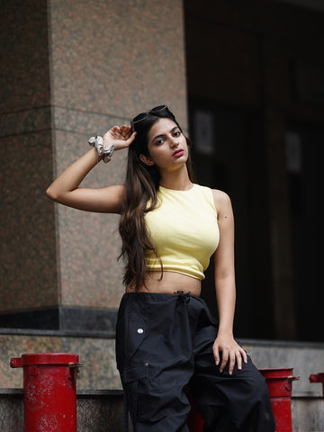 Basic : Burger Bae Bright Yellow Sleeveless Rachel Tank For Women
