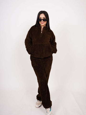 Teddy Co ord Set Coffee Brown For Women