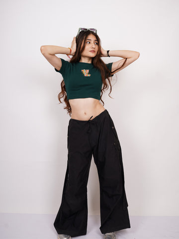 Do What Makes You Happy : Burger Bae Round Neck Crop Baby Tee For Women