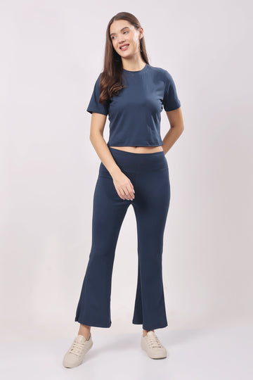Flare Bliss Co-ord Sets - Navy Blue