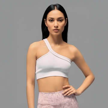 Limitless Snatched ribbed One shoulder bra - White