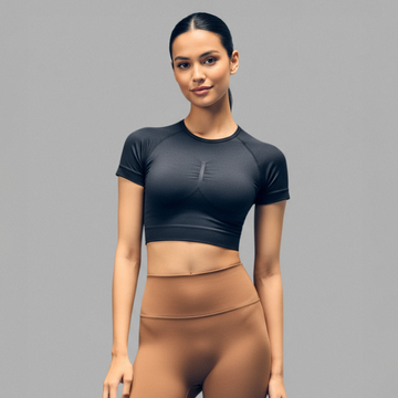 Limitless snatched Short sleeved crop top- BLACK