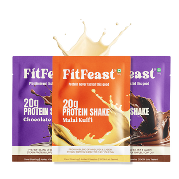 Protein Sachet : 2 x Chocolate, 1 x Malai Kulfi