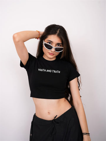 Youth And Truth (Reflective) : Burger Bae Round Neck Crop Baby Tee For Women