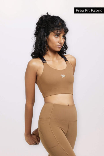 Adjustable Straps Sports Bra in Mountain Tan