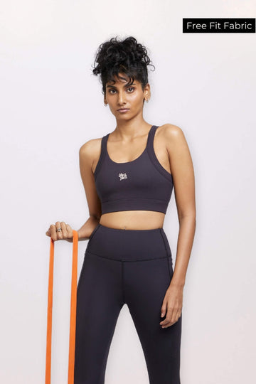 Back Hooks Freedom Sports Bra in Charcoal