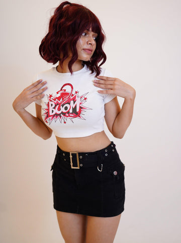 Boom : Burger Bae Round Neck Crop Baby Tee For Women