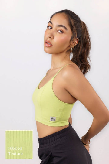 Breezy Ribbed Padded Sports Bra in Lemon