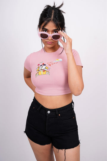 Buldak Ramen Carbonara : Burger Bae Round Neck Crop Baby Tee For Women