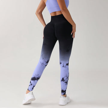 Chiclo Ribbed Marble Print High Waisted Tights