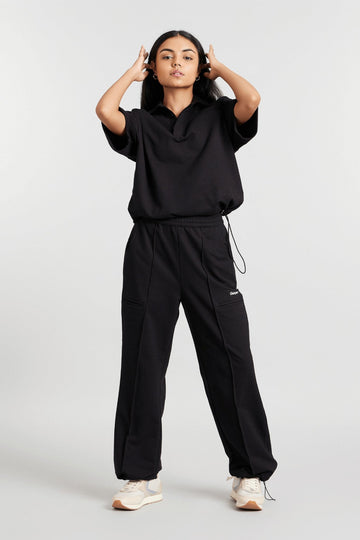 Co-ord Set: Boyfriend's Borrowed Polo Tee & Pants in True Black