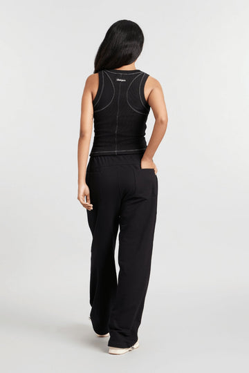 Co-ord Set: Hybrid Tank Tee & Pants in True Black