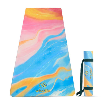 PU Printed & Natural Rubber Yoga Mat - 6mm, Abstract Marble