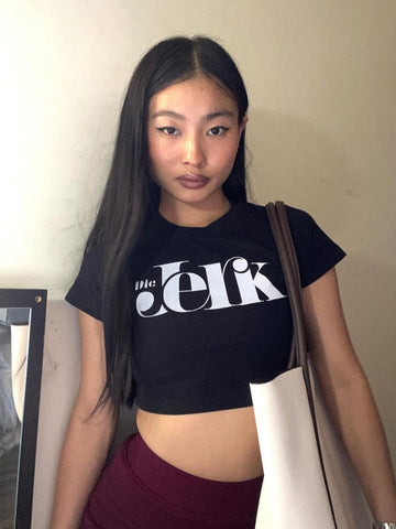 Die Jerk : Burger Bae Round Neck Crop Baby Tee For Women