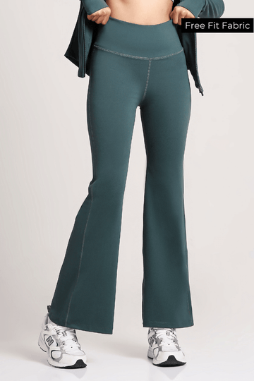 Good Girl Code Flare Pants in Jungle Green