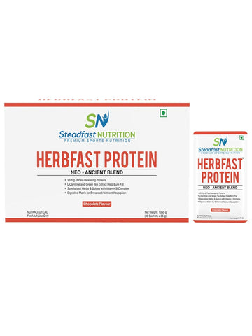 Herbfast Protein Fast-release whey proteins for lean muscle growth Chocolate 30 Sachets 1050g
