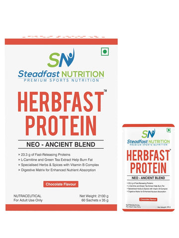 Herbfast Protein Fast-release whey proteins for lean muscle growth Chocolate 60 Sachets 2100g