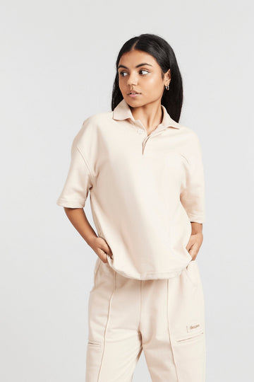 Boyfriend's Borrowed Polo Tee in Marshmallow