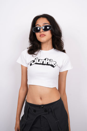 Junkie : Burger Bae Round Neck Crop Baby Tee For Women