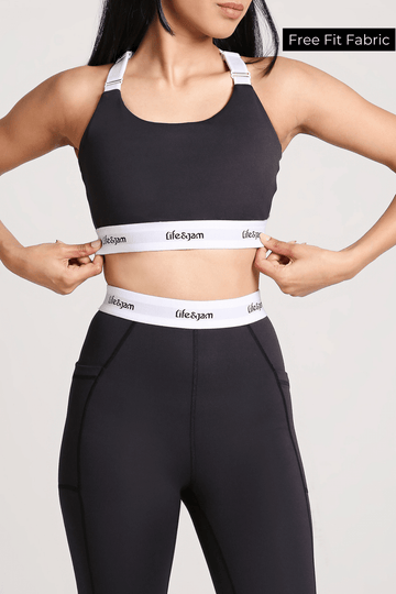 OG Good Girl Cross Back Sports Bra in Charcoal