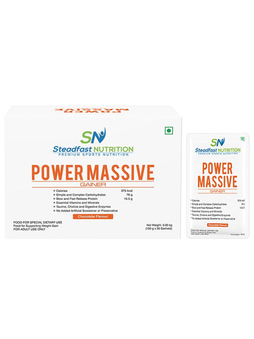 Power Massive Gainer the Ultimate mass gain formula Chocolate 30 Sachets 3000g