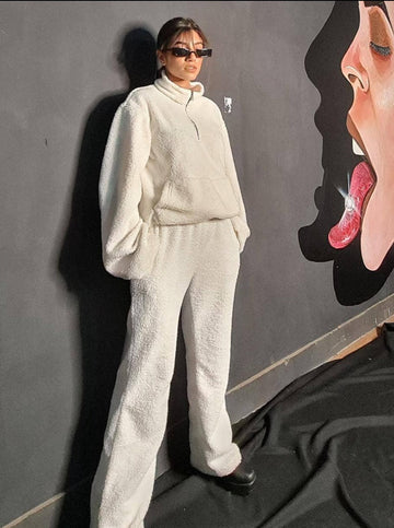 Teddy Co ord Set White For Women