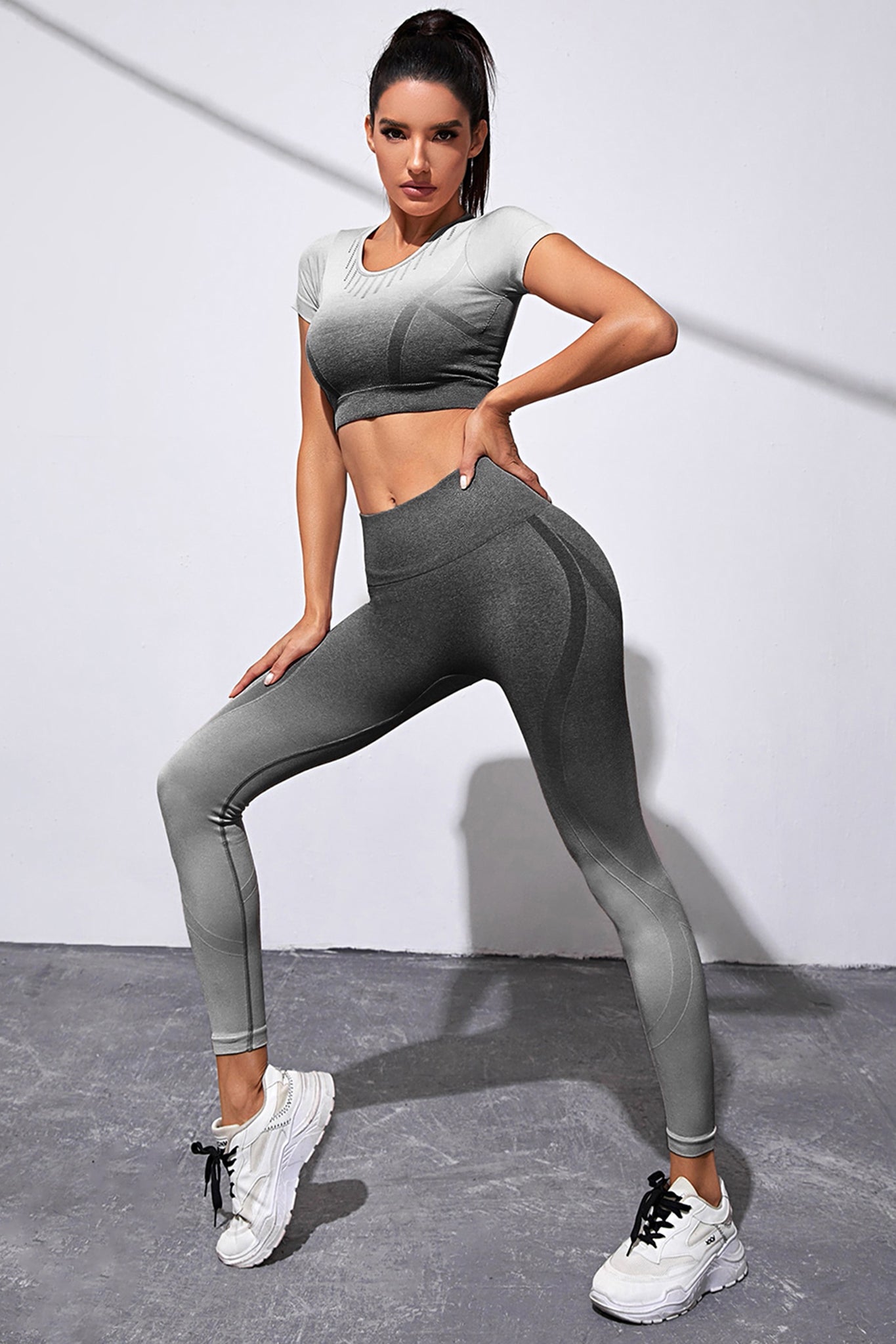 Gradient Seamless Workout Set - Black