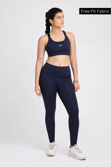 Co-ord Set: Adjustable Straps Sports Bra + Leggings in Ink 2.0