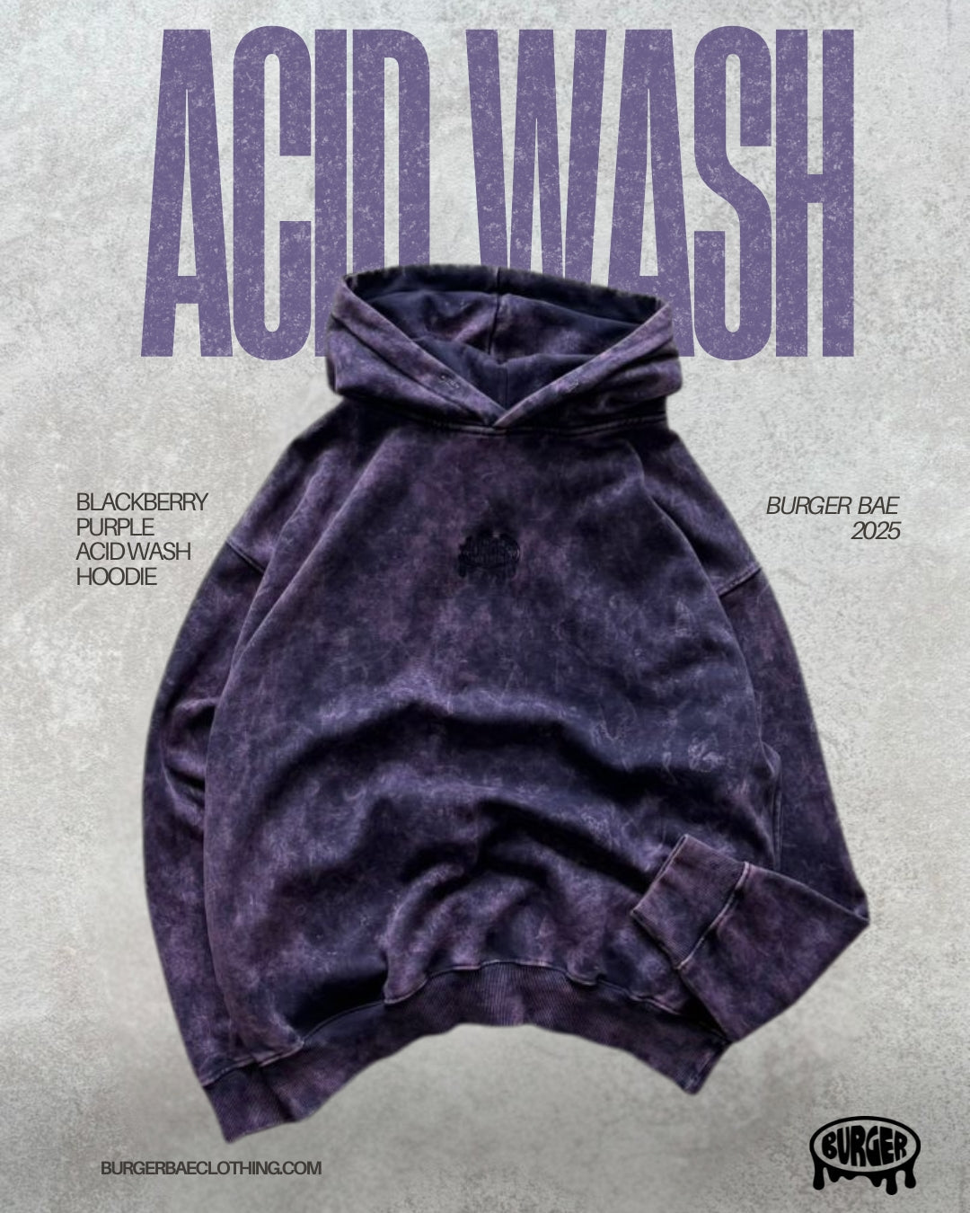 BlackBerry Purple Acid wash Hoodie