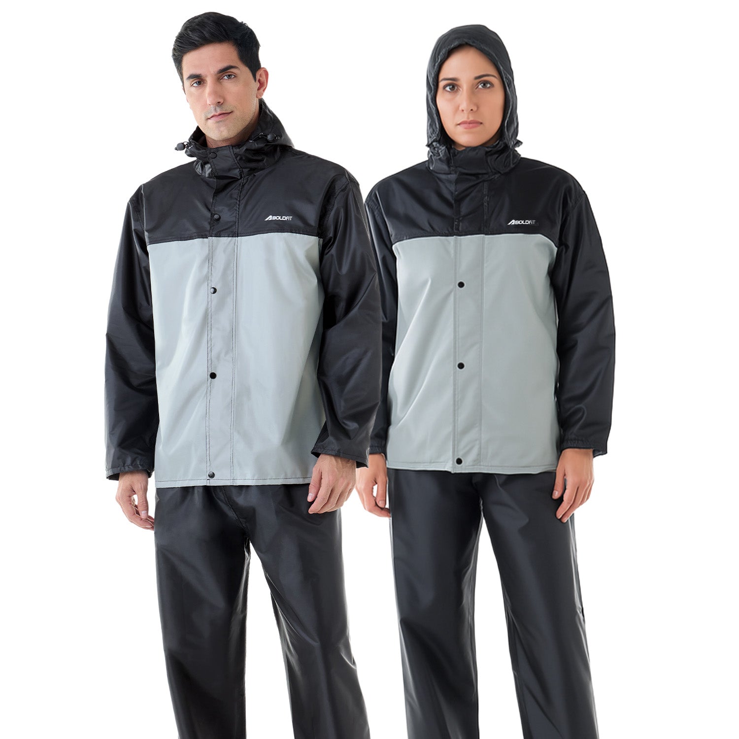 StormBreaker Raincoat Top & Bottom Set - Black Grey