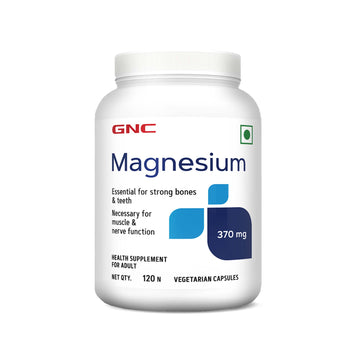 GNC Magnesium 370mg | Strengthens Bones & Teeth | Promotes Calcium Absorption | Relieves Stress Symptoms | Supports Cell Functions | Formulated in USA | 370mg Per Serving | 120 Capsules