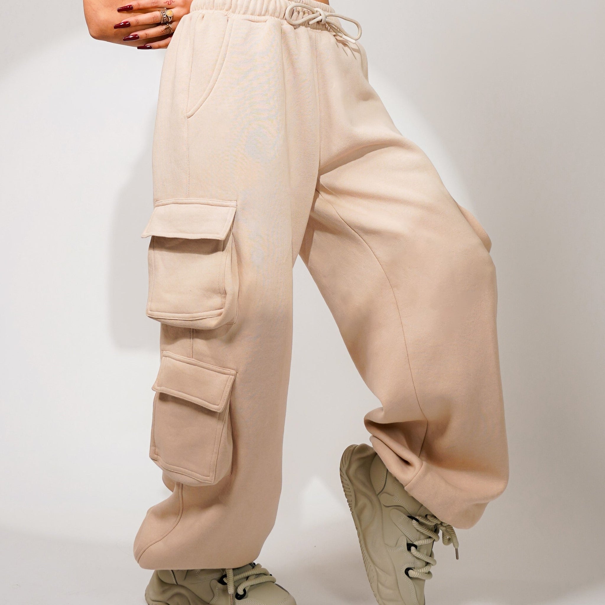 Milky Beige Seoul Cargo Tracks For Men And Women