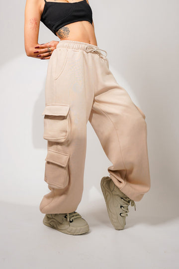 Milky Beige Seoul Cargo Tracks For Men And Women