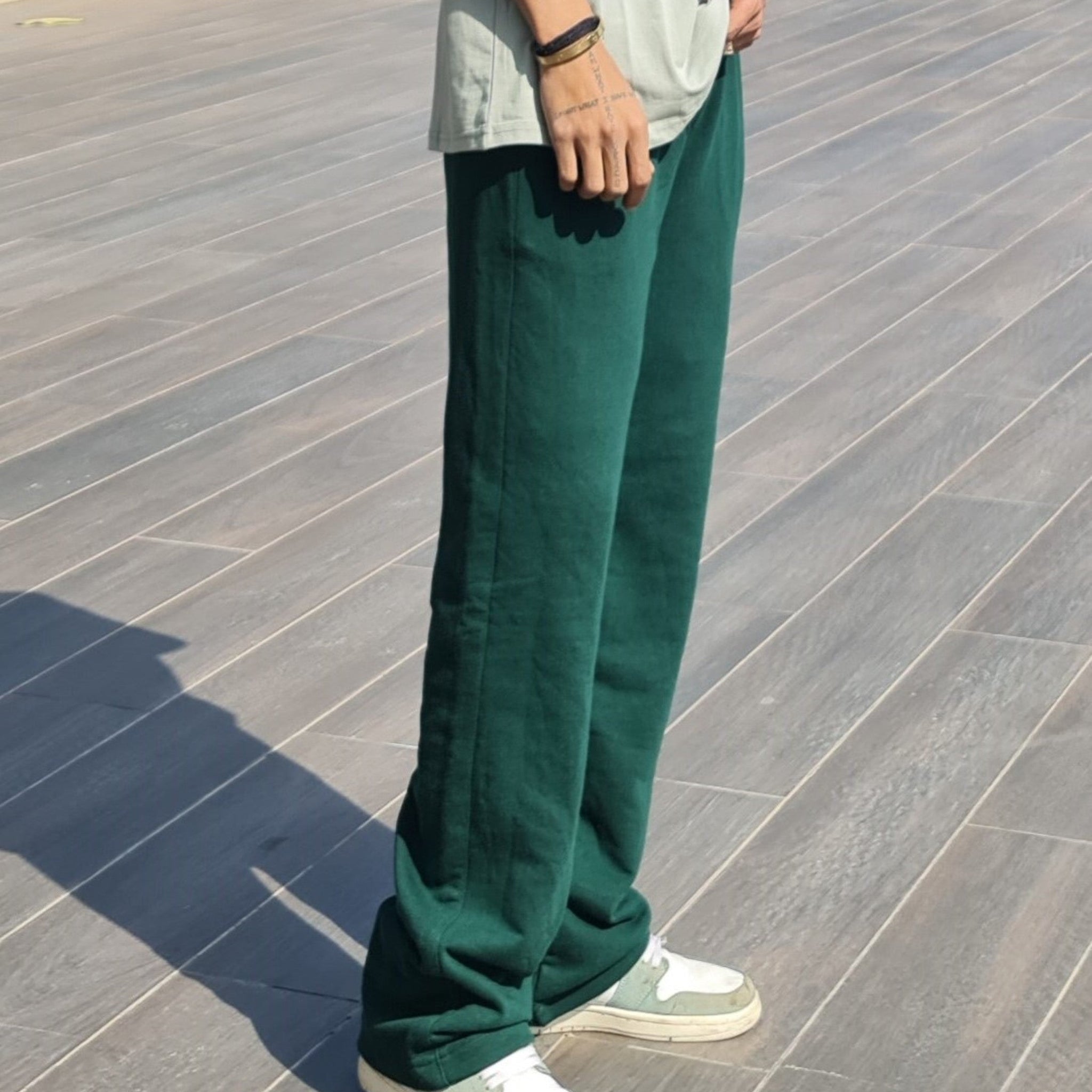 Irish Track Pants Bottle Green (MID RISE BAGGY FIT) For Men And Women
