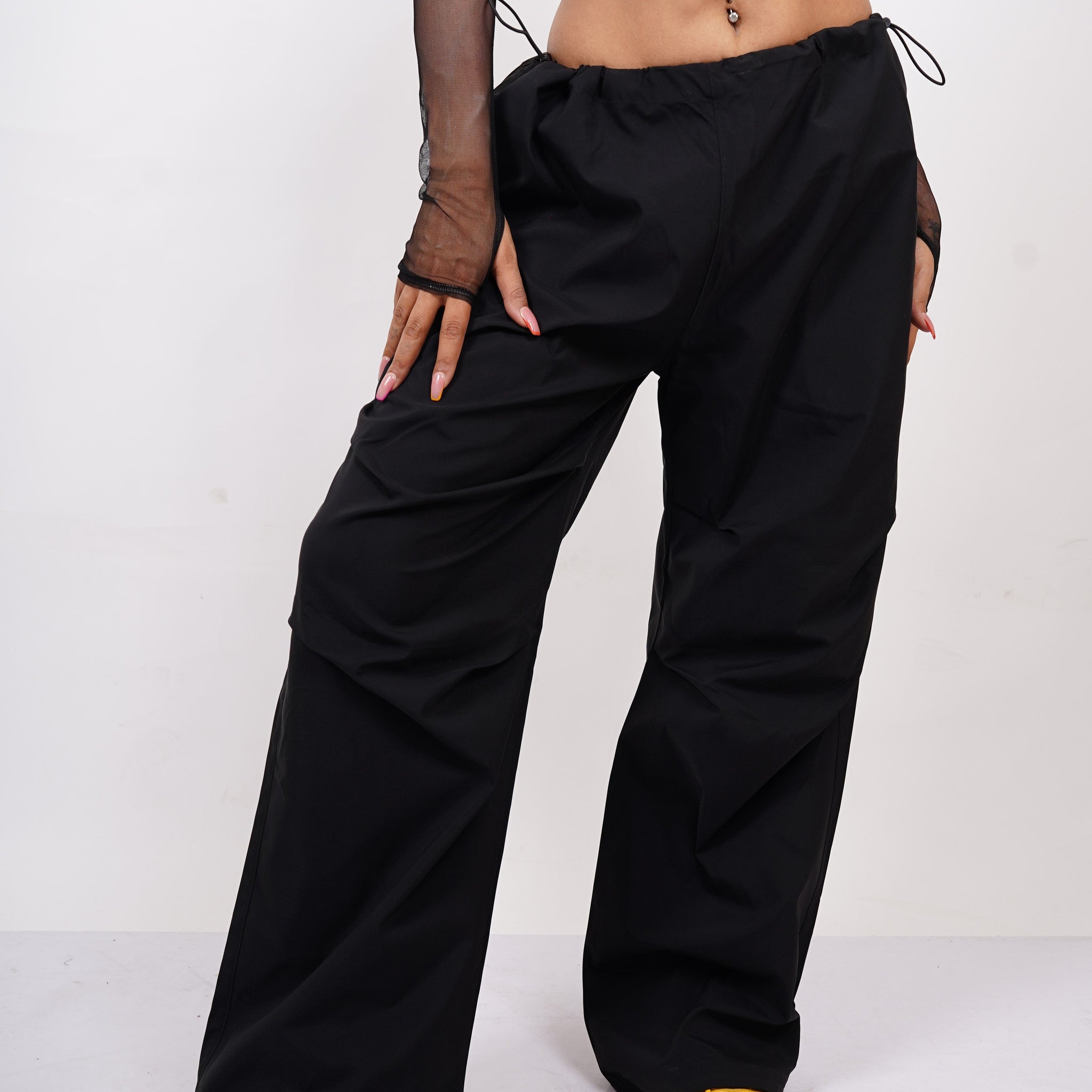 Burger Parachute Pants (Black) For Women