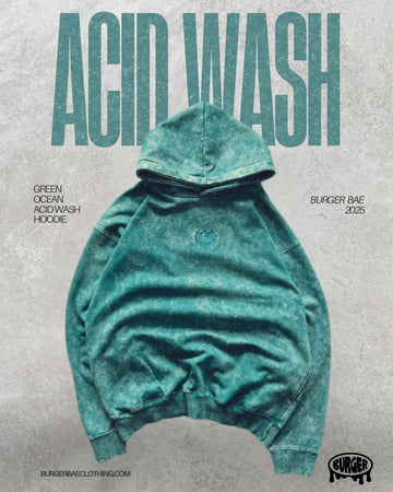 Green Ocean Acid Wash Hoodie
