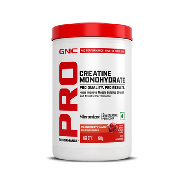 GNC Creatine Monohydrate With Steel Shaker (750ml)| 400gm | Cranberry | Boosts Athletic Performance | Fuels Skeletal Muscles | Supports Intense Workout | Promotes Cellular Hydration |Formulated In USA