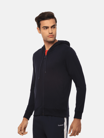 Hummel Elwin Men Blue B2B Zipper Hoodie - Hummel India