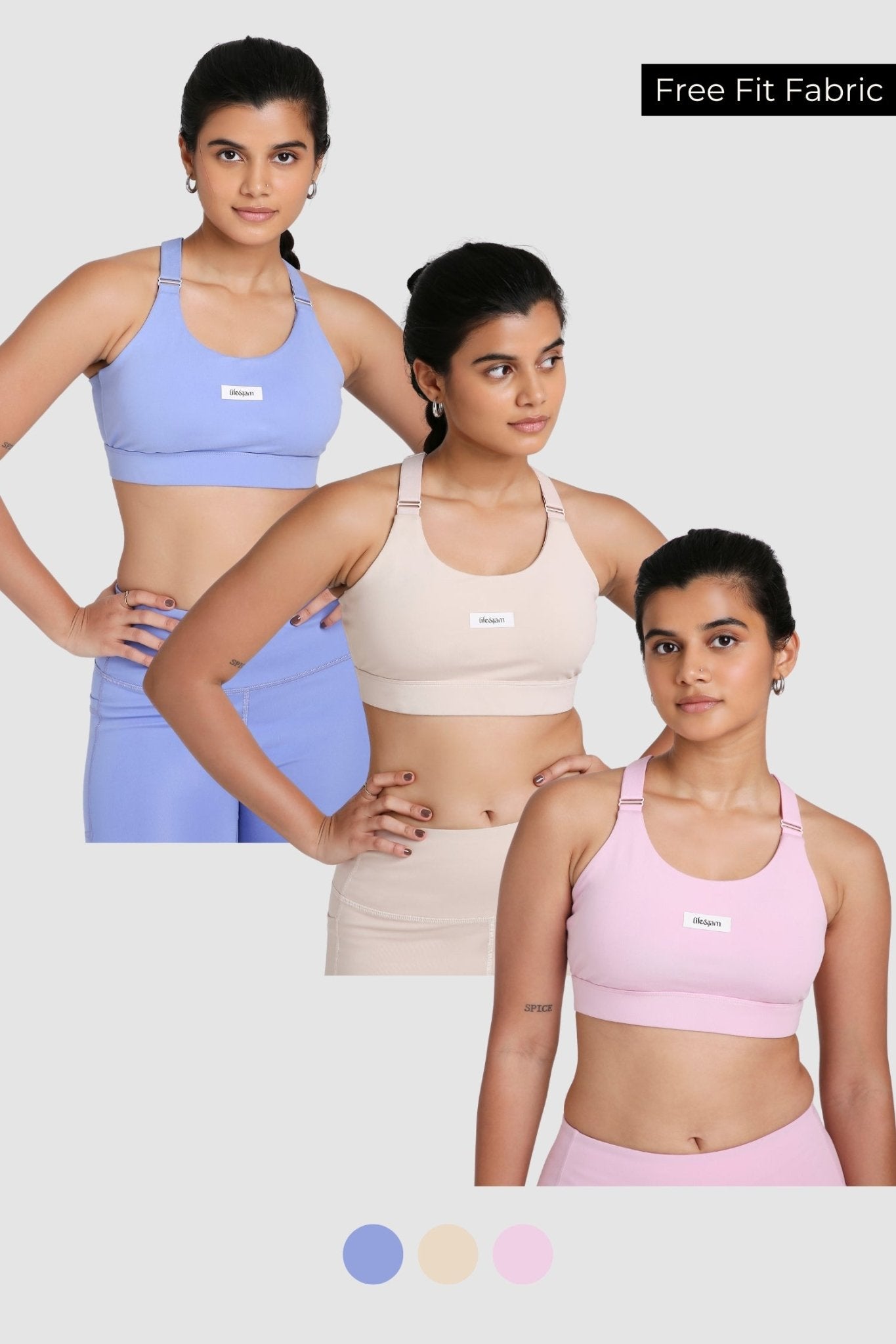 3 Pack: Adjustable Straps Sports Bra