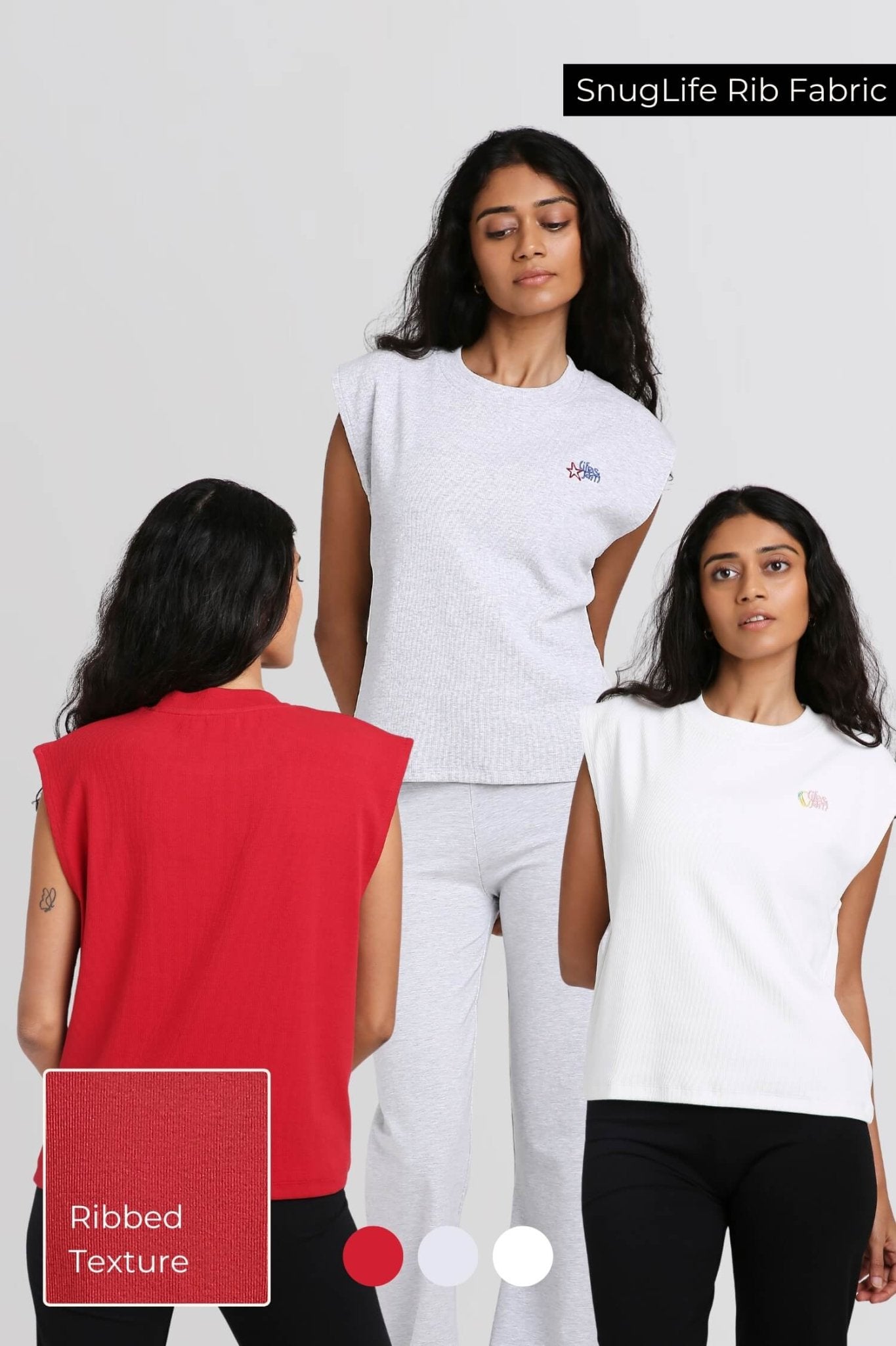 3 Pack: Box Tank in Cherry Red, Greystone & Snow White