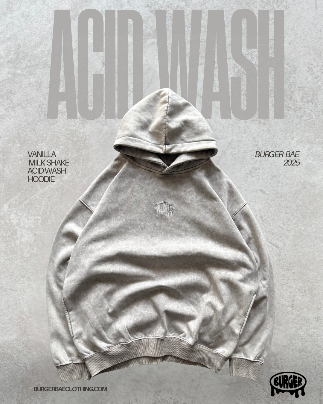 Vanilla MilkShake Acid Wash Hoodie