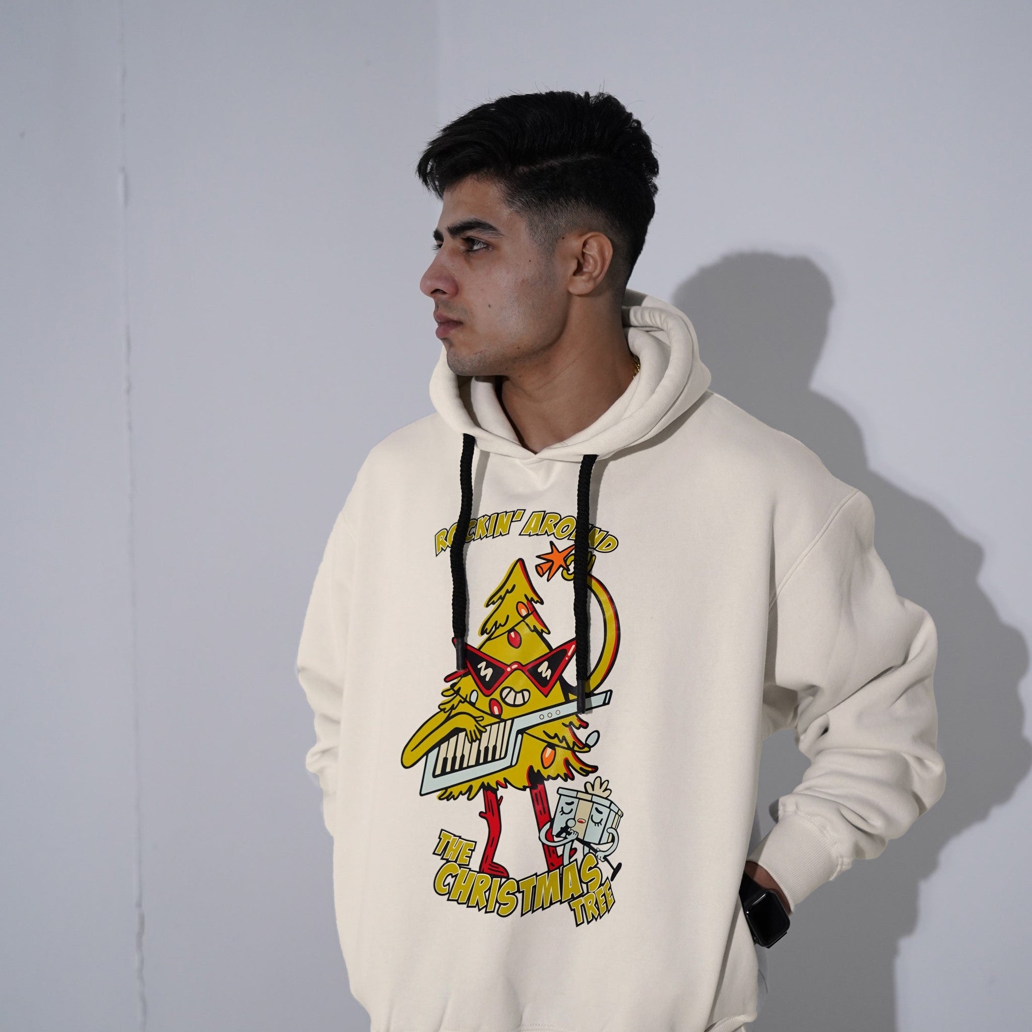 Rockin Around The Christmas Tree : Heavyweight Baggy Hoodie For Men and Women