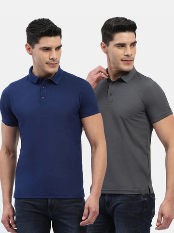 Jaye Poly Polo T-shirt Pack Of 2 (Dress Blue/Charcoal Grey)
